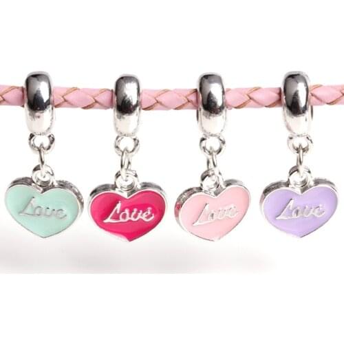 10pcs/lot silver color lettering love heart Charm for bracelet Pendant necklace Tag Enamel hair accessories DIY jewelry