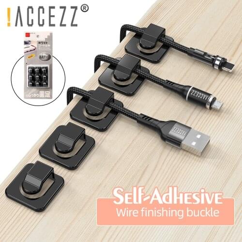 !ACCEZZ 18pcs Self-Adhesive USB Cable Organizer Wire Winder Drop Wire Holder Cord Management Power Cables Tie Fixer Cable Winder