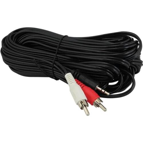 2 RCA MALE + 3.5 MM STEREO MALE AUDIO CABLE 10 METRE BOXED