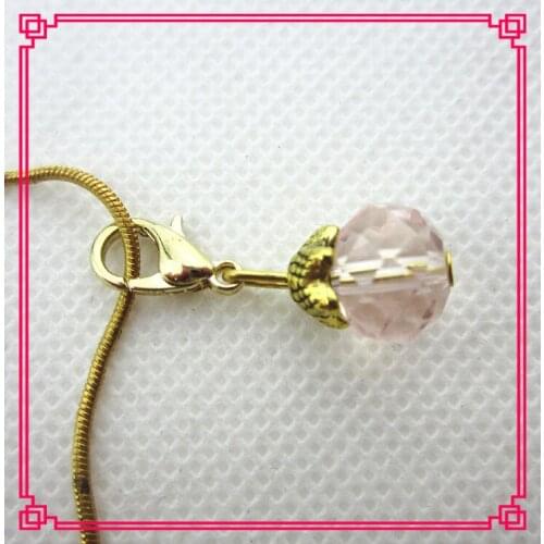 20pcs/lot gold pink rhinestone crystal lobster clasp hanging dangle charms pendant/bracelet accessories charms diy jewelry