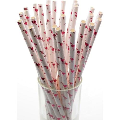 25pcs Flamingo Drinking Paper Straws Wedding Luau Decoration Bridal Shower Party Supplies Christmas Paper Drinking Straws