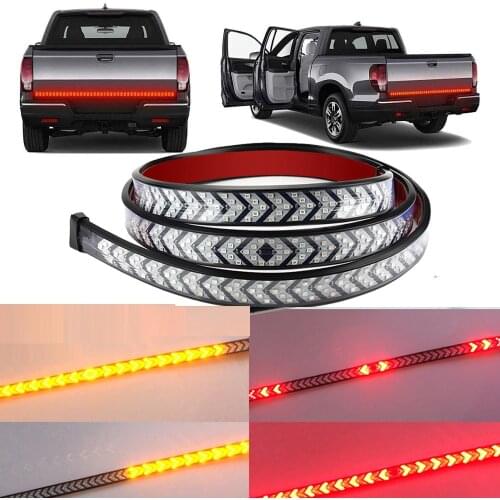 39" 60" Pickup Led Brake Light Strip Arrow Red LED Flowing Yellow Turn Signal Lamp 5 Function Reverse Taillight Auto Accessories