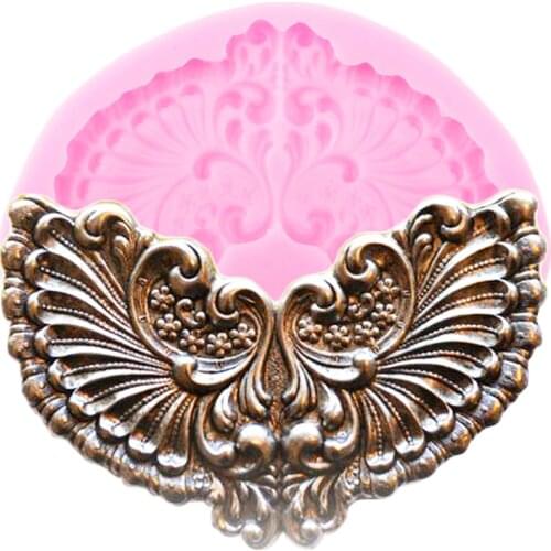 3D Wings Medallion Cake Border Silicone Molds Frame Relief Fondant Cake Decorating Tools Candy Clay Chocolate Gumpaste Moulds