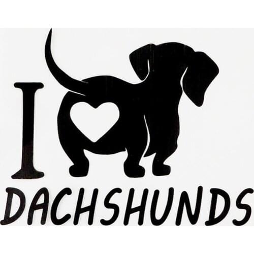 Car Stickers Decor Motorcycle Decals Fun I love Dachshunds Vinyl Decorative Accessories Waterproof PVC,15cmx11.5cm