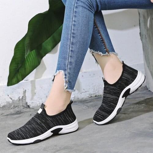 Comemore Womens Sneakers Casual Woman Knitted Mesh Slip on Ladies Comfort Women Flats Shoes Female Running Footwear Autumn New
