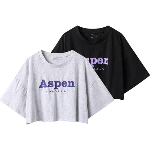 Oversized Girls Soft Cotton O Neck Short Shirts 2021 Summer Vintage Ladies Tops Streetwear Women Soft Letters Top Female Chic