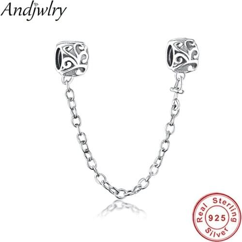 925 Sterling Silver Fits Original Charms Beads Bracelet Necklace Pendant Charm Safety Chain Beads Berloque DIY Jewelry