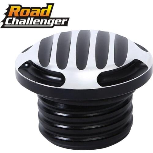 Black Finned motorcycle Fuel Gas Tank Oil Cap Aluminum For Harley Dyna Softail Road King Fatboy Sportster XL1200 883 48