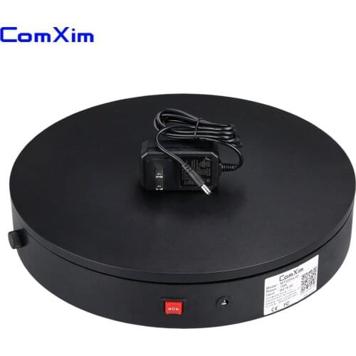 ComXim 32cm White Black Knob to Control Speed Two-way Switch Photography Panoramic Shooting Jewelry Display Turntable Stand