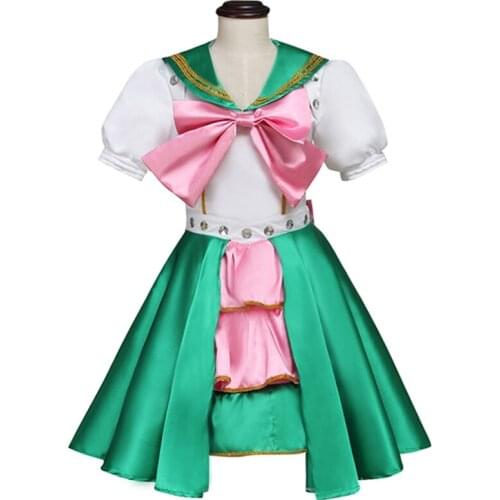 Kids Dress Cosplay Momoiro Clover Z Girls Custom Made Green Dress Costume Cosplay for Celebration Carnival Party
