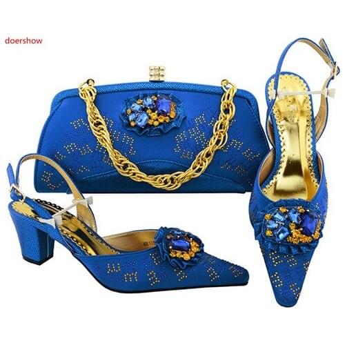 Doershow Italian Shoes with Matching Bags 2018African Shoe and Bag Set Italian Design African Shoes and Bag Set forpart HVP1-19