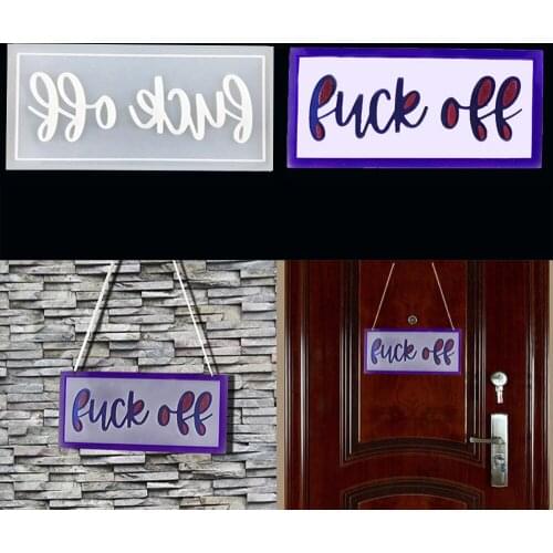 FUCK OFF Doorplate Square Silicone Mold Epoxy Resin Plate Hanging Tag Molds DIY Anti-disturbance English Room Listing Mould Tool