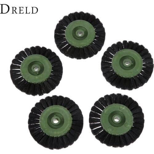 DRELD 5Pcs Dremel Accessories 60mm Grinding Brush Head Abrasive Wheel Black Buffing Polishing Wheels for Dremel Rotary Tool