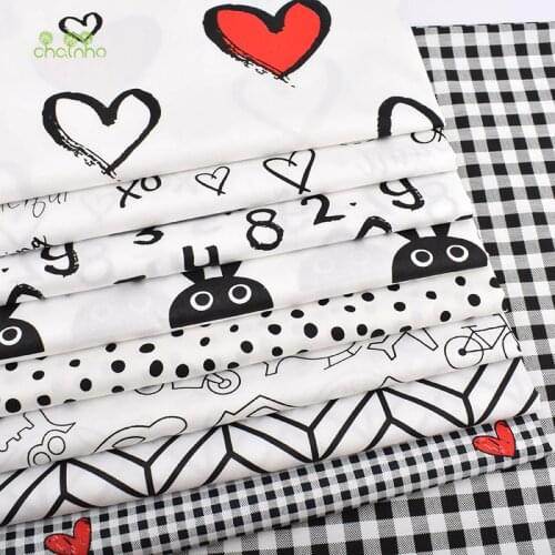 Chainho,Printed Twill Cotton Fabric,Black&White World,Patchwork Cloth For DIY Sewing Quilting Baby&Childs Bed Clothes Material