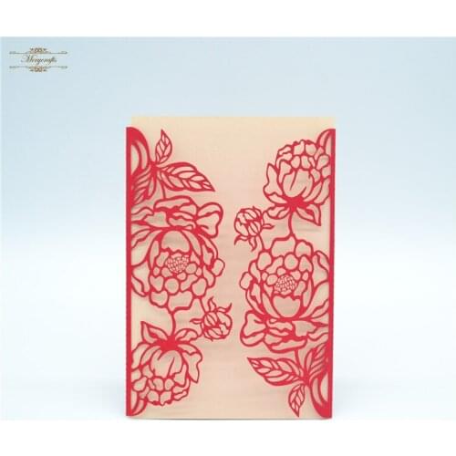 Ideal products laser cut elegant flower wedding invitations red