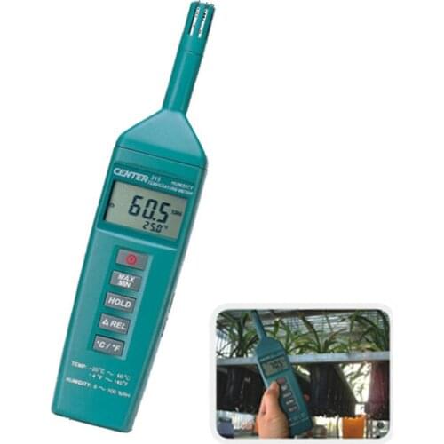 CENTER-315 Humidity Temperature Meter(Compact),Dual Displays: Primary Display For HumiditySecondary Displays For Temperature
