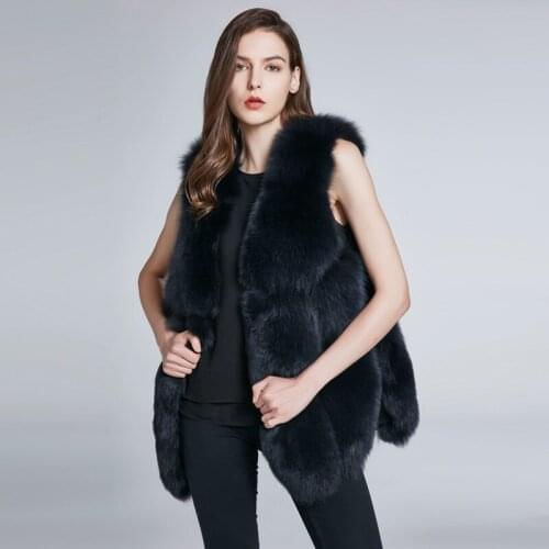 JKP New Fox Fur Vest Natural Fur Coat Female Winter Sleeveless Design Fox Fur Vest