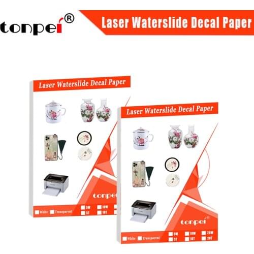 A4 Laser Water Slide Decal Paper WaterSlide Waterbased Transfer Paper For Mug Transparent or White No Need Coating Oil Spray