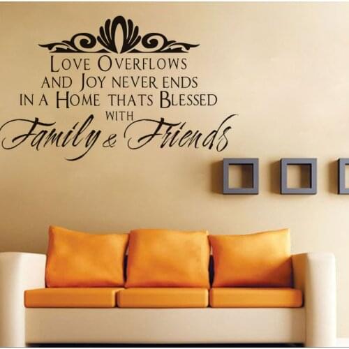 Love overflows and joy vinyl wall decal quotes home decor living room bedroom diy art wallpaper removable wall stickers