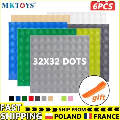 MKTOYS 6PCS Kit Legos Base Plate 32*32 Studs Classic Building Blocks Plates Bricks Baseplates 10X10inch 25X25cm
