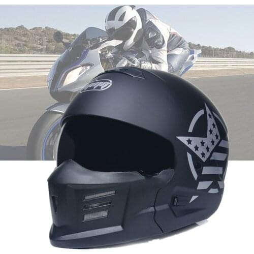 Hi Quality Retro Motorcycle Helmet Locomotive Personality Combination Full Helmet Composite Motocross Casco Casque Moto Capacete