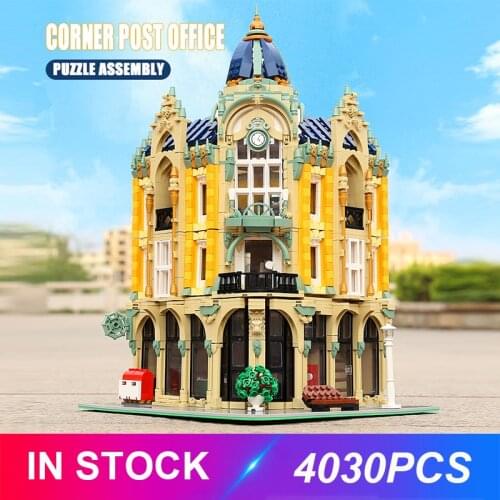MouldKing 16010 4030Pcs Street View Cafe Conrner with Led Light Model Building Blocks Bricks Kids Christmas Toys 15001 15002