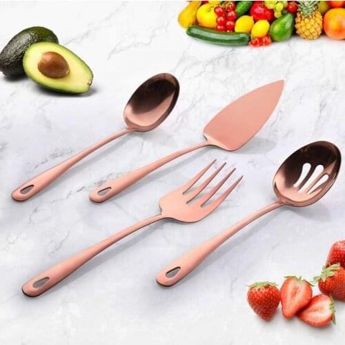 Rose Gold Stainless Steel Cutlery Set Hostess Serving Tableware 4 Pieces