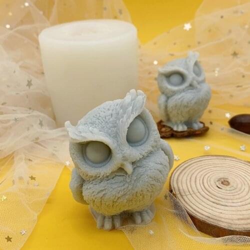Cake Decoration 3d Crooked Owl Scented Candle Mold DIY Cartoon Owl Silicone Mold Resin Molds Plaster Mold Candle Making Supplies