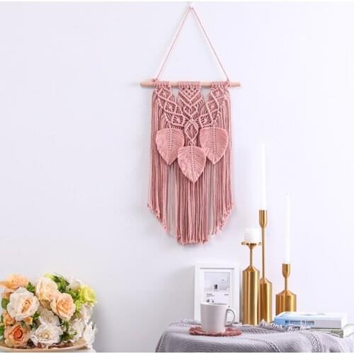 Handmade Tassel Leaves Macrame Nordic Style Wall Hanging Tapestry Boho Kids Room Nursery Decor Wholesales