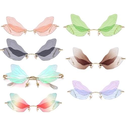 New Butterfly Sunglasses Fashion Trend Sunshade Mirror Men Women Metal Frameless Sunglasses European American Funny Glasses
