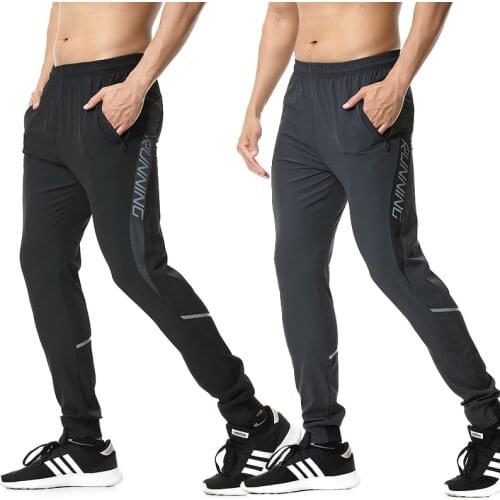 Men Running Pants zipper Reflective Football Soccer Sporting pant Training sport Pants Legging jogging Gym Trousers
