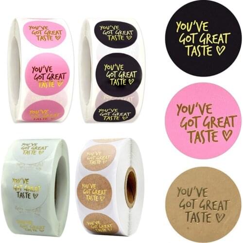 You've Got Great Taste Stickers Black White Pink Kraft Paper Thank You Stickers Gift Bags Sealing Labels Sticker 500pcs 2.5cm