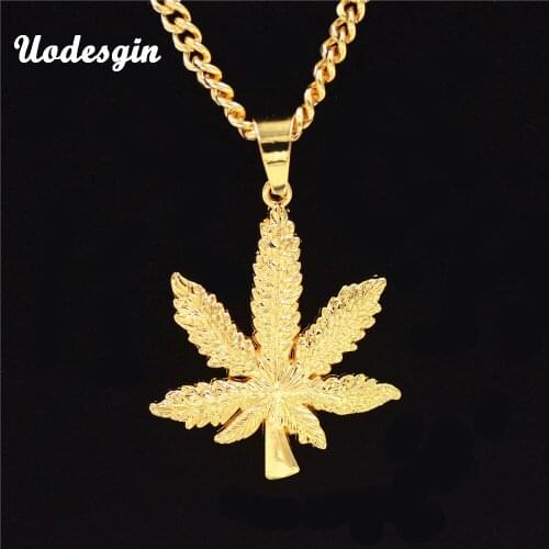 Uodesign New HipHop Necklace&Pendant Gold C Maple Leaf Pendant Long Gold Chains Hip Hop Necklace
