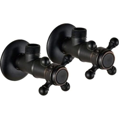 A of Pair Black oil Antique Brass Bathroom Hardware Accessories 1/2" male Angle Stop Valve Dav011
