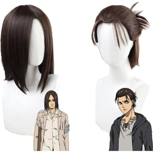 The Final Season Attack on Titan Eren Jaeger Cosplay Wig Brown Heat Resistant Synthetic Hair 2 Types Wigs + Wig Cap