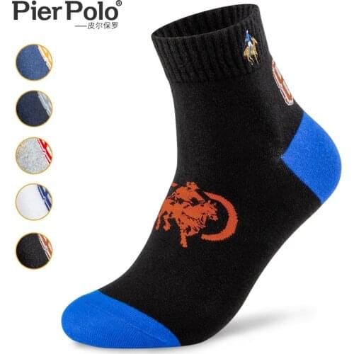 PIER POLO Fashion Men Socks 5/Pairs High Quality Brand Cotton Socks Embroidery Winter Men Crew Socks sokken wholesale