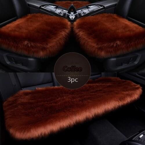 Keep warm1pc Faux Wool Fur Car Seat cushion for Cars SUV Trucks Universal Fit, Soft Plush Synthetic Wool Fur Car Seat Cover Grey