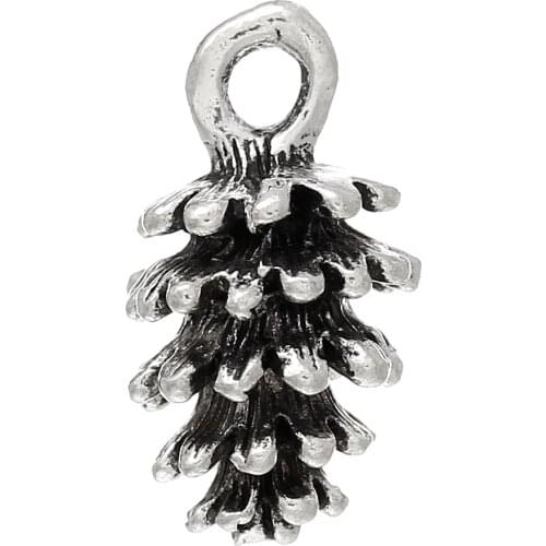 DoreenBeads Zinc metal alloy Charm Pendants Acorn silver color 15.0mm( 5/8") x 8.0mm( 3/8"), 6 PCs Hot new