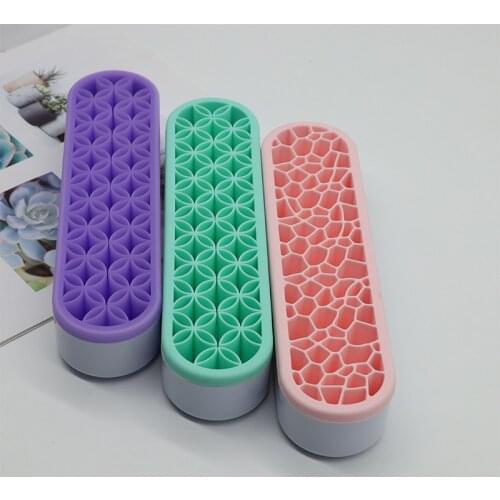 Shelf Makeup Brush Holder Nail Pen Holder Display Stand Rack Brush Storage Case Silicone Organizer Drying Shelf For Makeup Brush