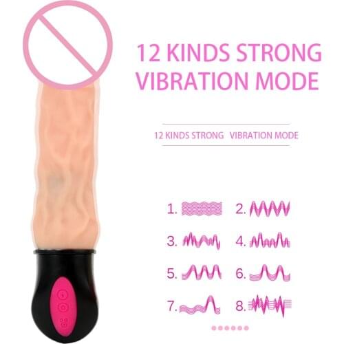 Realistic Dildo Vibrator 12 Mode Flexible Soft Silicone Sex Toys for Woman Female Masturbation Bendable Vagina Massager Heating