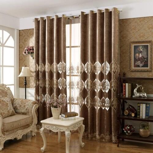 Cleon Luxury Chenille Curtains for Living Room Bedroom Hollow Embroidered Curtain Window Treatment Home Decoration Custom