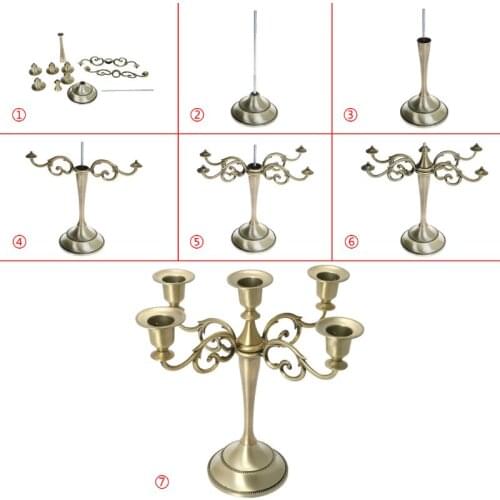 Silver/Gold/Black/Bronze 5 Arms Metal Candle Holder Candlestick Candelabra Stand Wedding Home Decoration