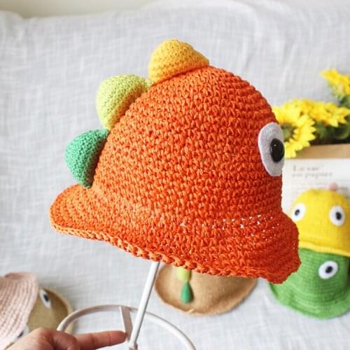 2020 2 to 6 Years Old Summer Bucket Hat for Kids Boys Cool Dinosaur Cartoon Caps Children Sun Straw Beach Hats