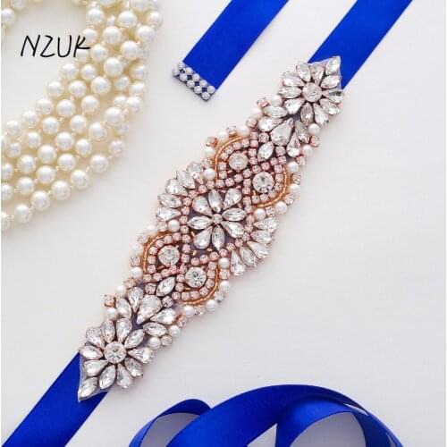 Rhinestones Bridal Belt diamond Wedding Dress Belt Rose Gold Crystal Bridal Sash For Wedding Decoration Y103RG