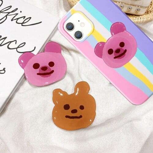 Dropping Glue Fold Finger Grip Ring Mobile Phone Holder For Iphones 12 11 Pro Max Samsung Xiaomi Cute Cartoon Stand Bracket