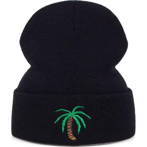 High quality fashion palm tree embroidery wool hat hip hop outdoor sports hats men and women autumn and winter warm cap cold cap