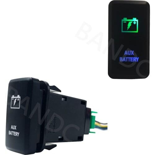 GREEN & BLUE Led Lights, Car AUX BATTERY Rocker Push Switch with Jumper Wires for Toyota FJ Cruiser 2010-2013, Auto Accessories
