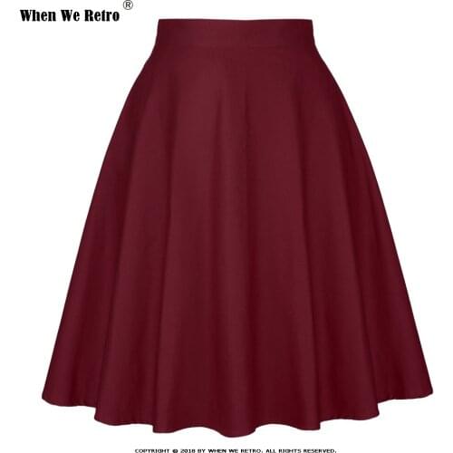 When We Retro High Waist Skirts Womens Summer Short Black Blue Red Wine Red Green Bottoms 50s 60s Vintage Skirt Saia Plus Size