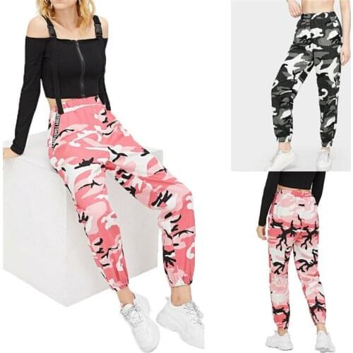Womens Camouflage Pants Cargo Military Loose Long Pants Trousers Street Hip Hop Sports Pants Ankle-Length Jogger Sweatpants