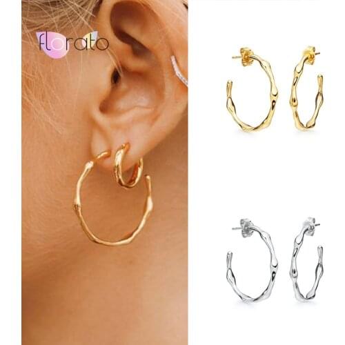 925 Sterling Silver Ear Needle Bamboo Big Round Earrings for Women Fashion C Circle Charm Stud Earring Party Jewelry Gifts